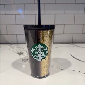 Starbucks 16oz Black and Gold Glitter Tumbler
